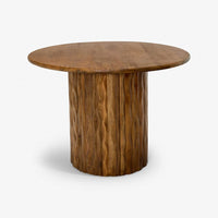 FLORA WOODEN ROUND DINING TABLE WITH CURVED EDGE PILLAR BASE