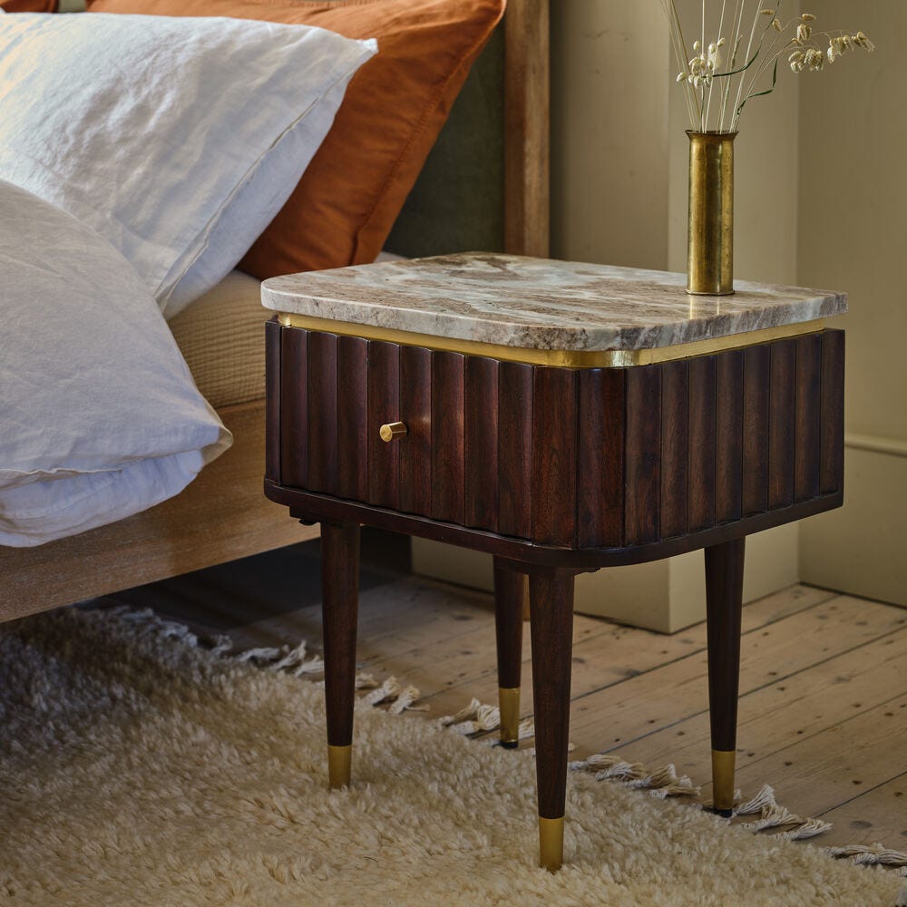 Flute Marble Bedside Table - Vintage
