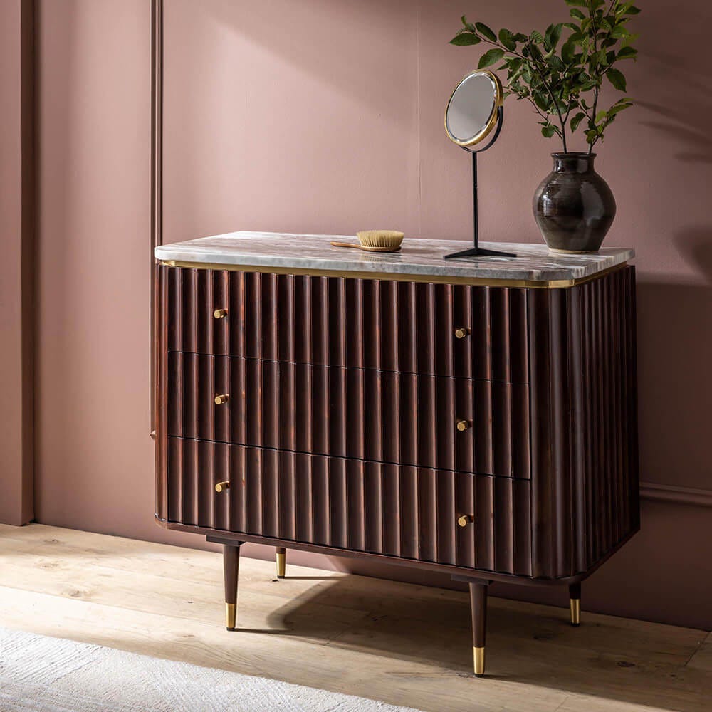 FLUTE MARBLE CHEST OF DRAWERS - VINTAGE
