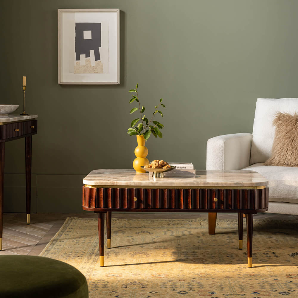 FLUTE MARBLE COFFEE TABLE - VINTAGE