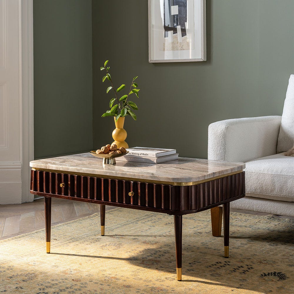 FLUTE MARBLE COFFEE TABLE - VINTAGE