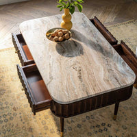 FLUTE MARBLE COFFEE TABLE - VINTAGE