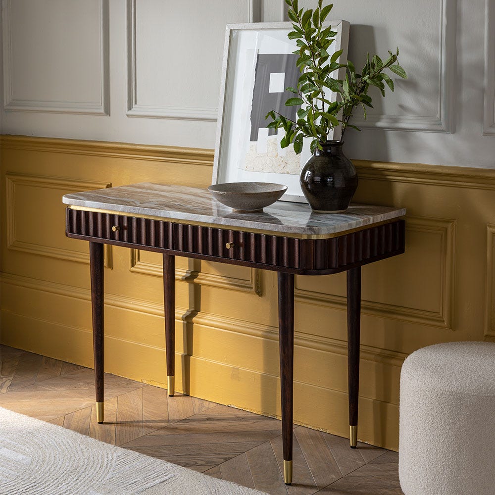 FLUTE MARBLE CONSOLE DESK - VINTAGE
