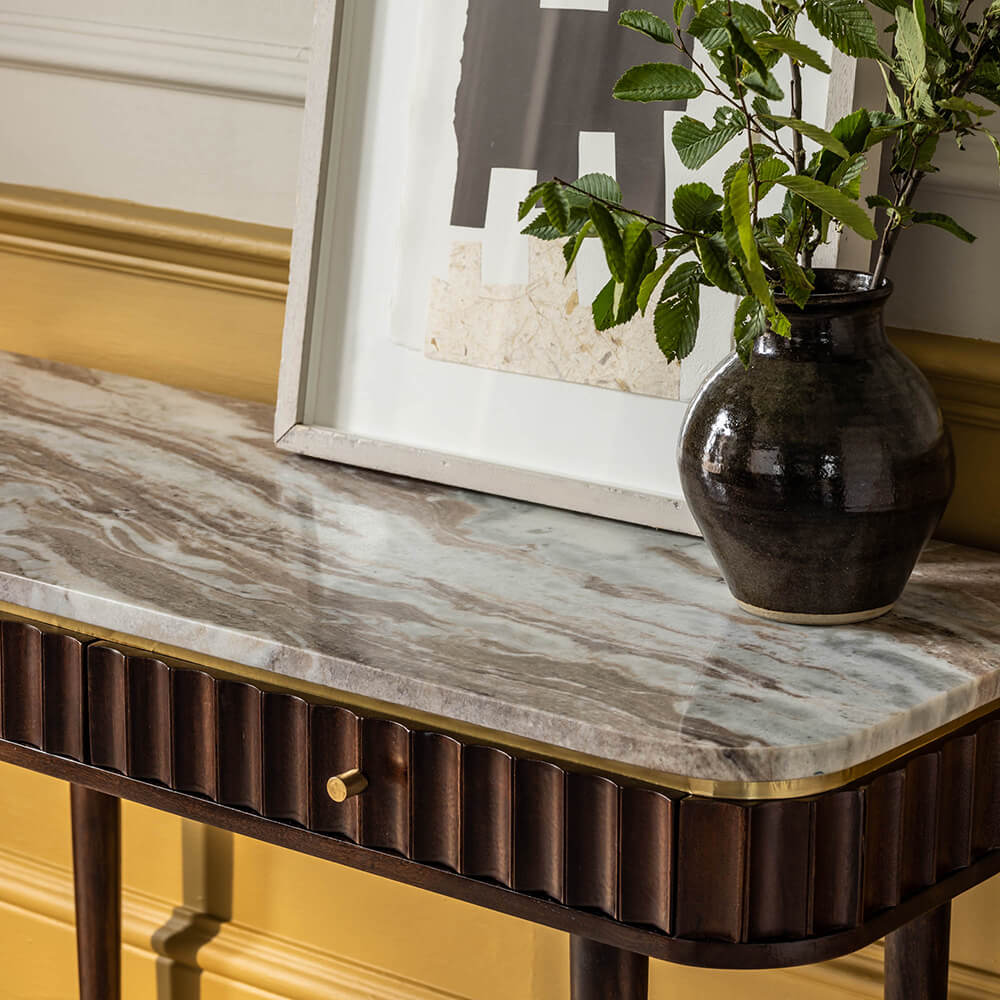 FLUTE MARBLE CONSOLE DESK - VINTAGE