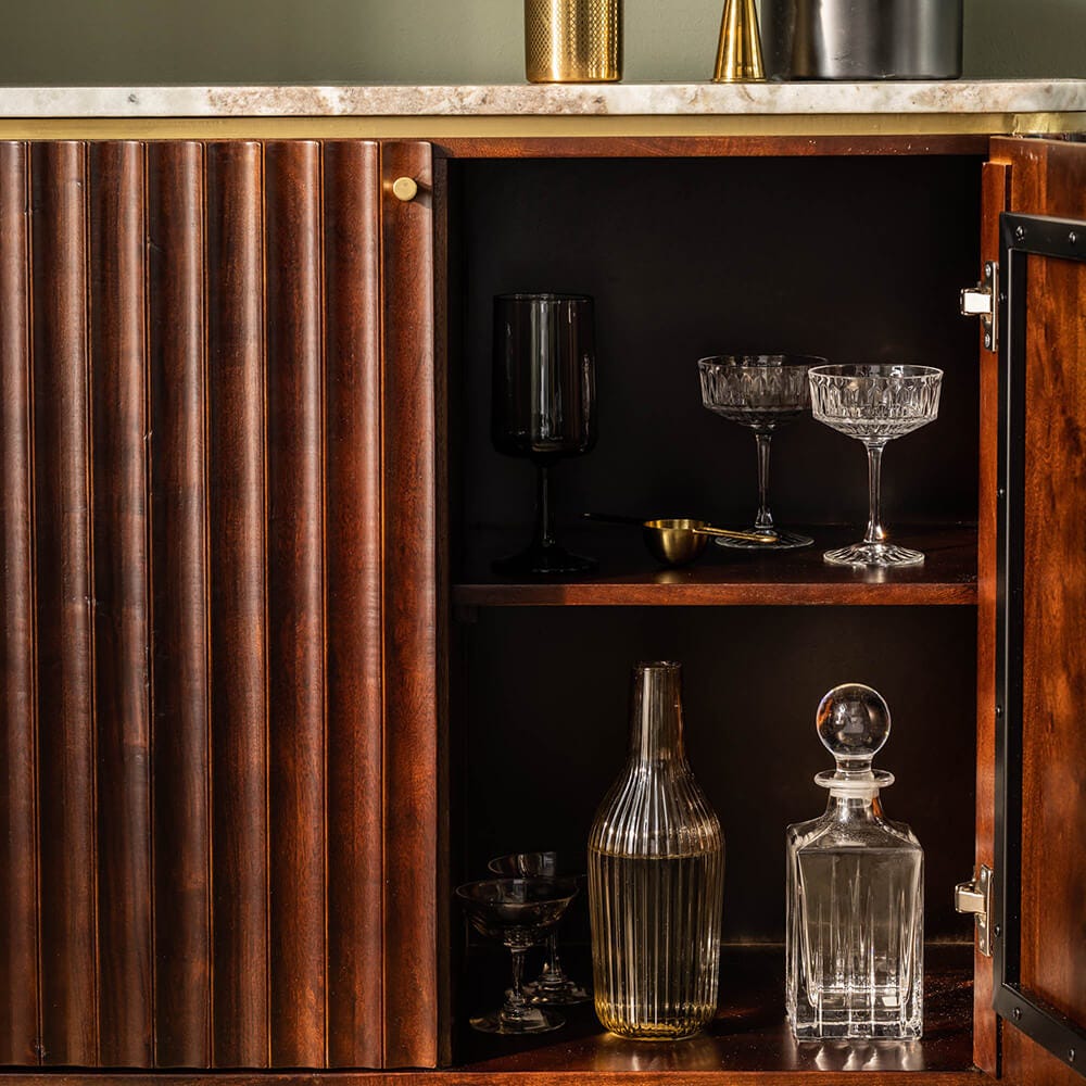 FLUTE MARBLE DRINKS CABINET - VINTAGE