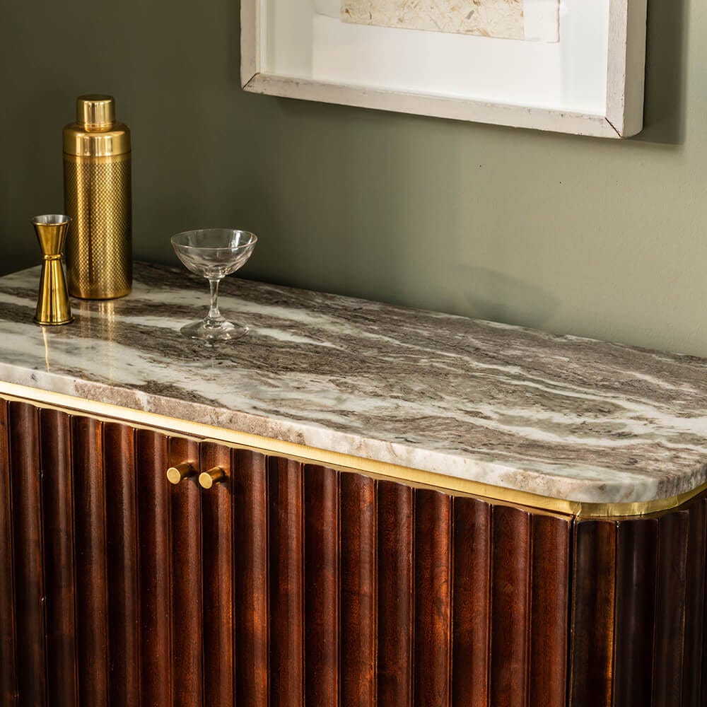 FLUTE MARBLE DRINKS CABINET - VINTAGE