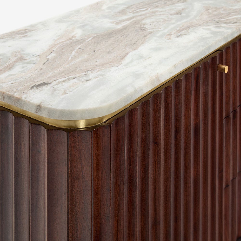 Flute Marble Sideboard - Vintage