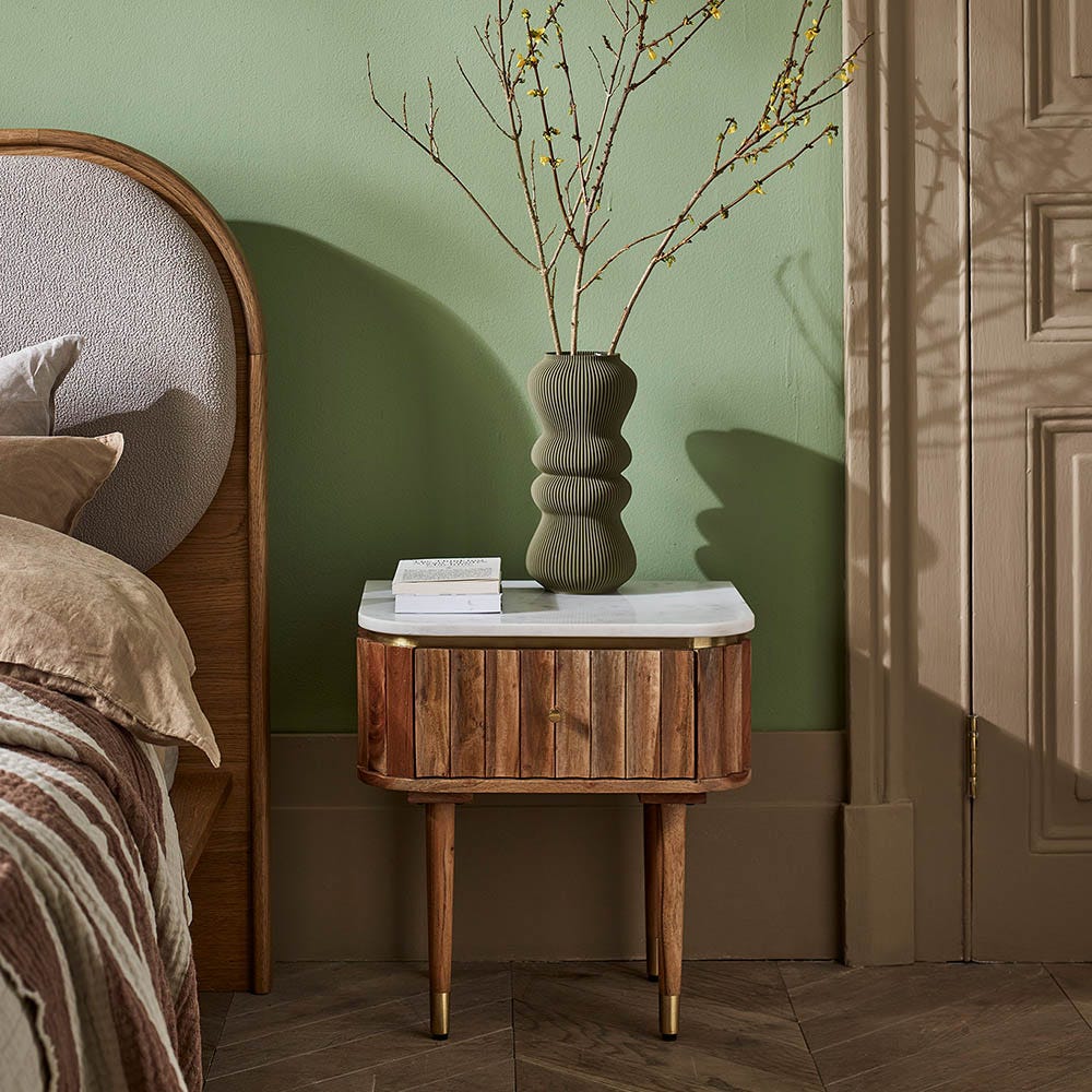 Flute Marble Bedside Drawer