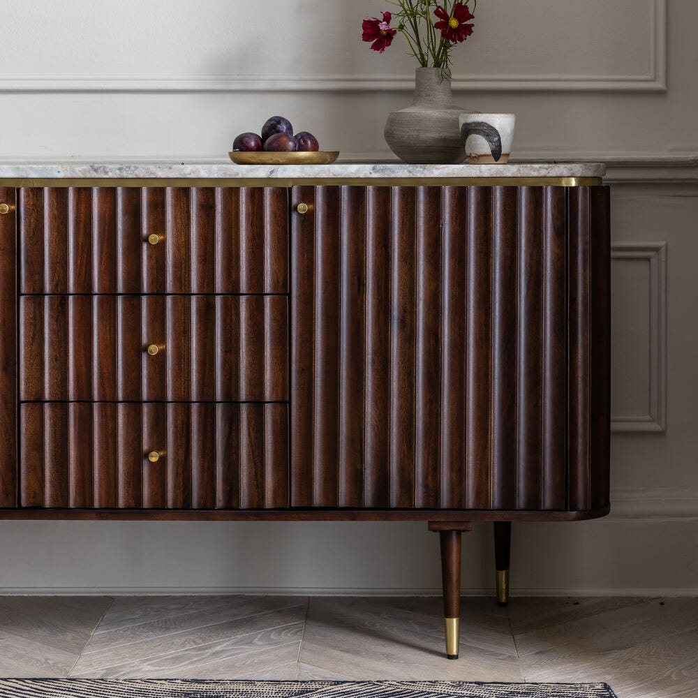 Flute Marble Sideboard - Vintage