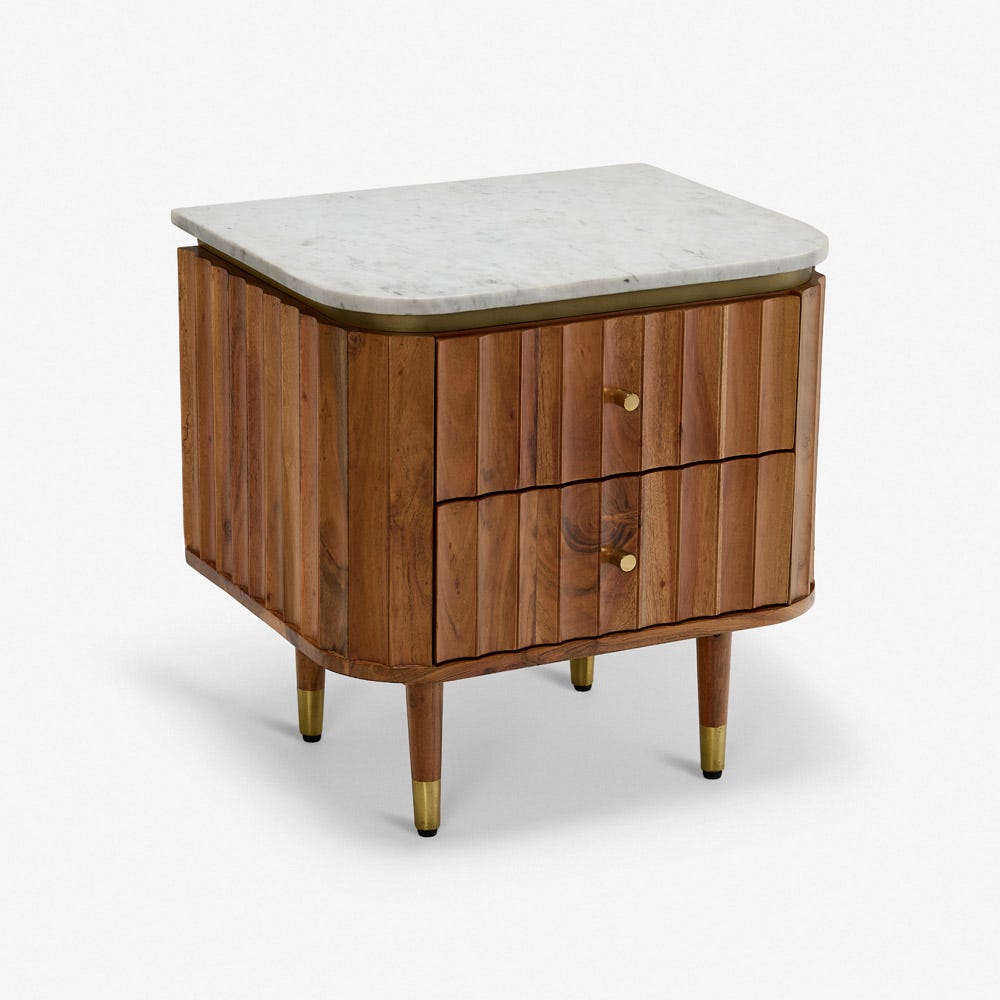 FLUTE 2 DRAWER BEDSIDE