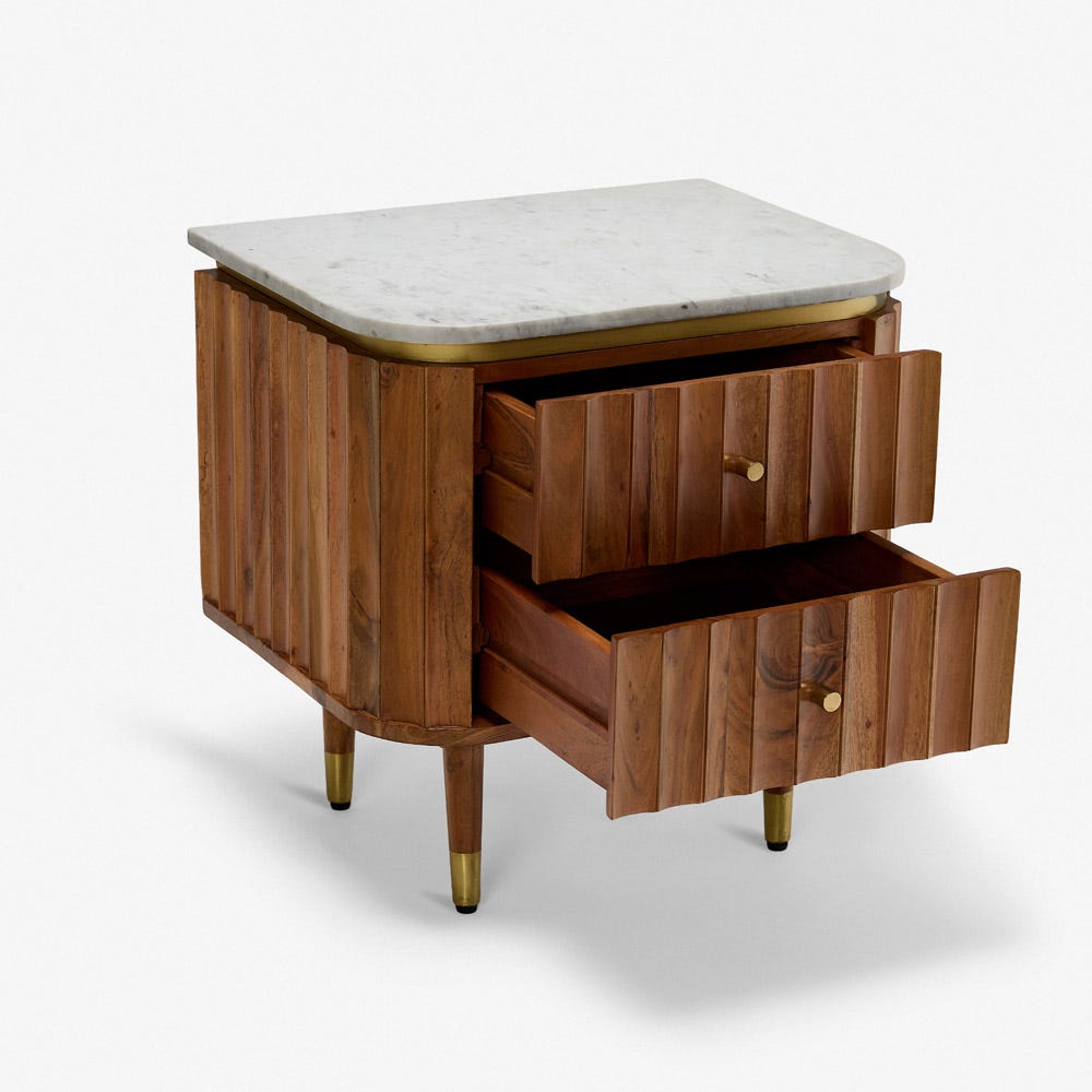 FLUTE 2 DRAWER BEDSIDE