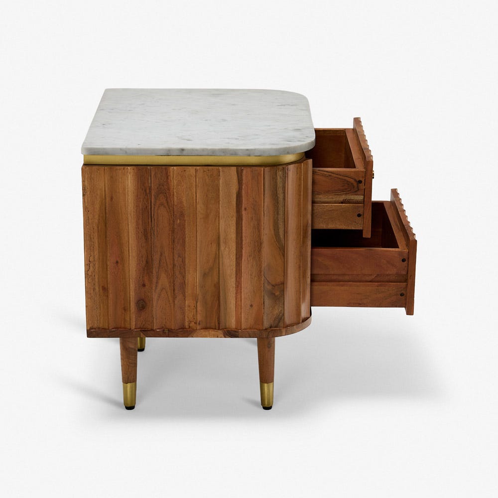 FLUTE 2 DRAWER BEDSIDE