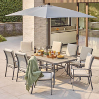 GABRIELA 8 SEAT DINING SET WITH 2.0 X 3.0M PARASOL