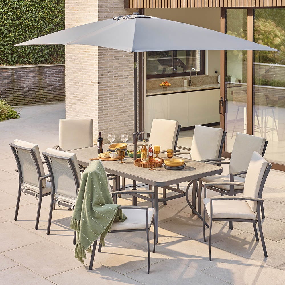 GABRIELA 8 SEAT DINING SET WITH 2.0 X 3.0M PARASOL