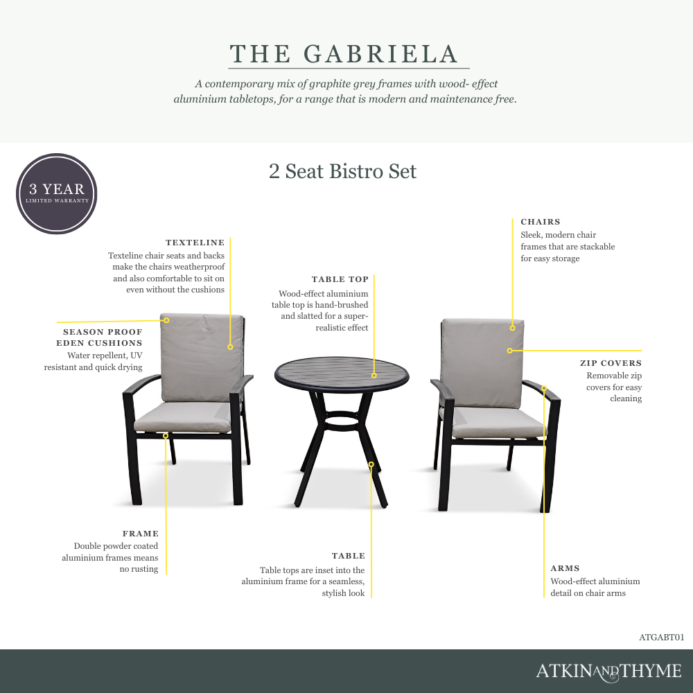 GABRIELA 2 SEAT BISTRO SET