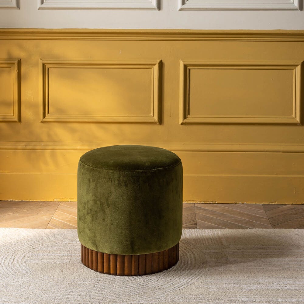 HOLBORN FOOTSTOOL IN DEEP GREEN VELVET
