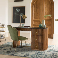JUDE FLUTED DESK WITH FOREST GREEN MARBLE