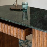 JUDE FLUTED DESK WITH FOREST GREEN MARBLE