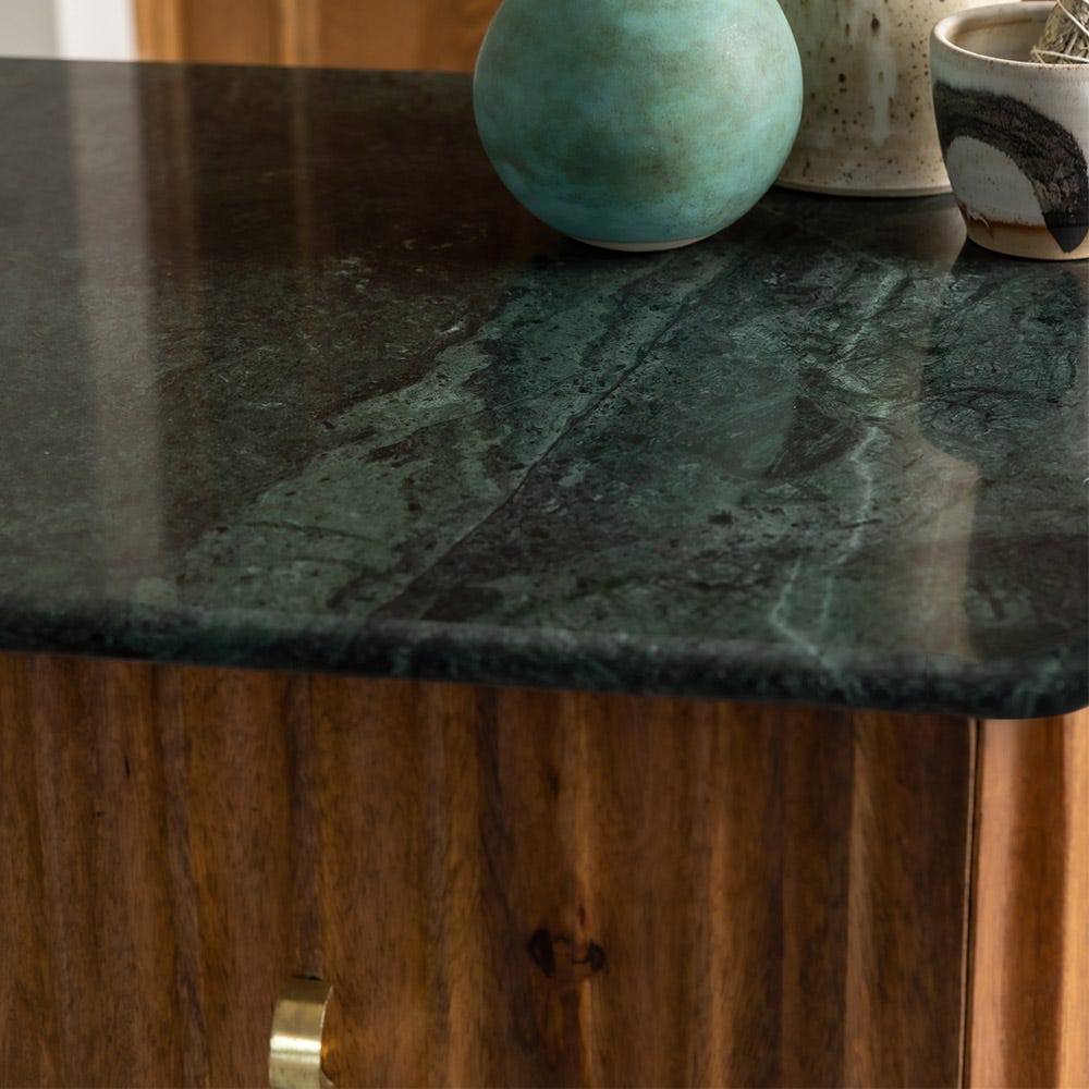 JUDE FLUTED DESK WITH FOREST GREEN MARBLE