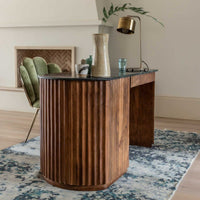JUDE FLUTED DESK WITH FOREST GREEN MARBLE