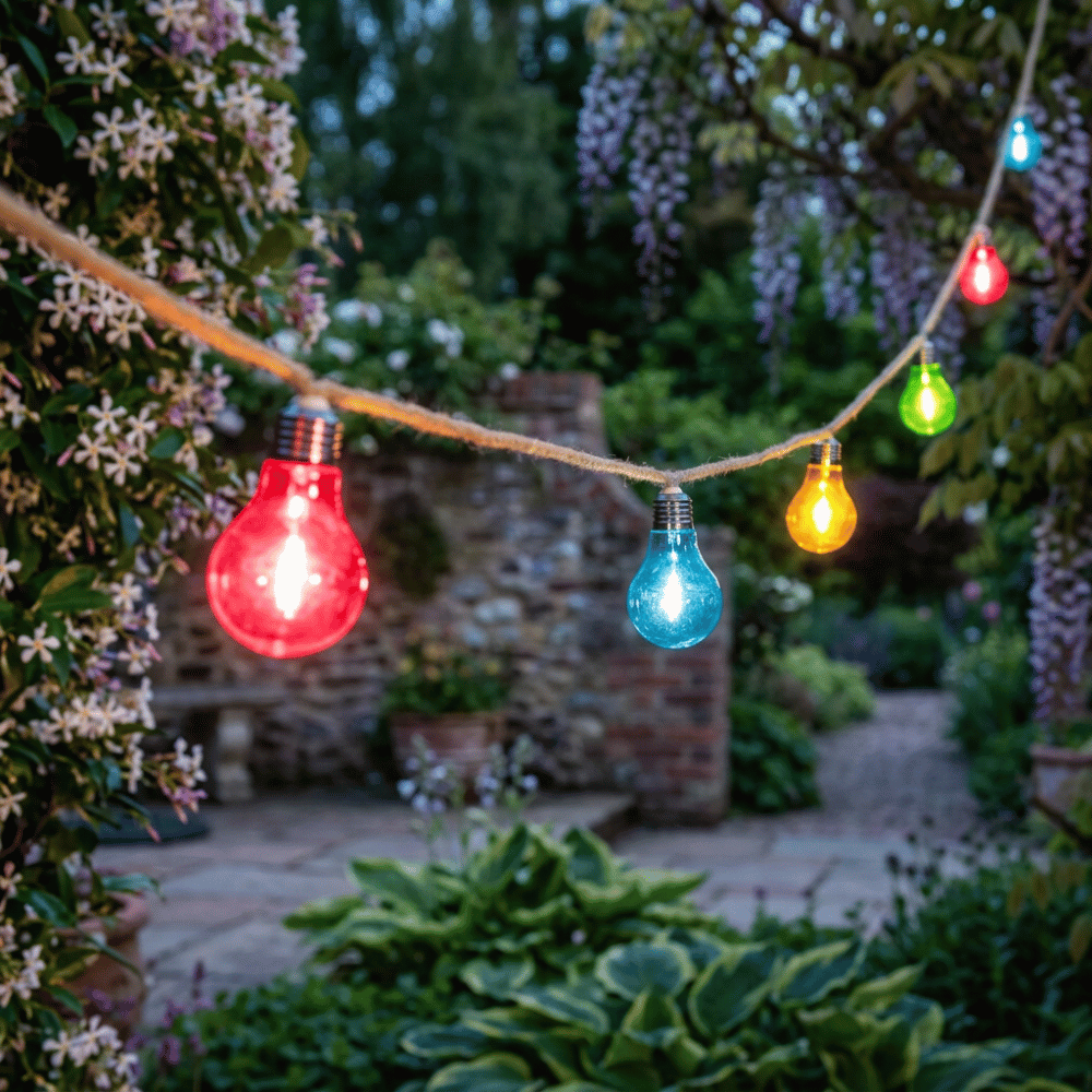 10 JUTE ROPE FESTOON LIGHTS MULTI - CONNECTABLE