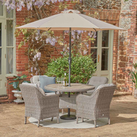 KARLA 4 SEAT DINING SET AND DELUXE 2.5M PARASOL