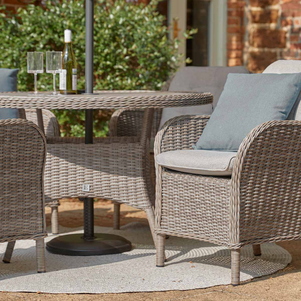 KARLA 4 SEAT DINING SET AND DELUXE 2.5M PARASOL