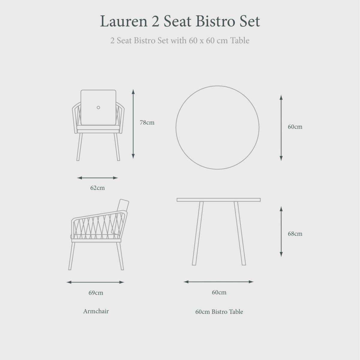LAUREN 2 SEAT BISTRO SET IN GREEN