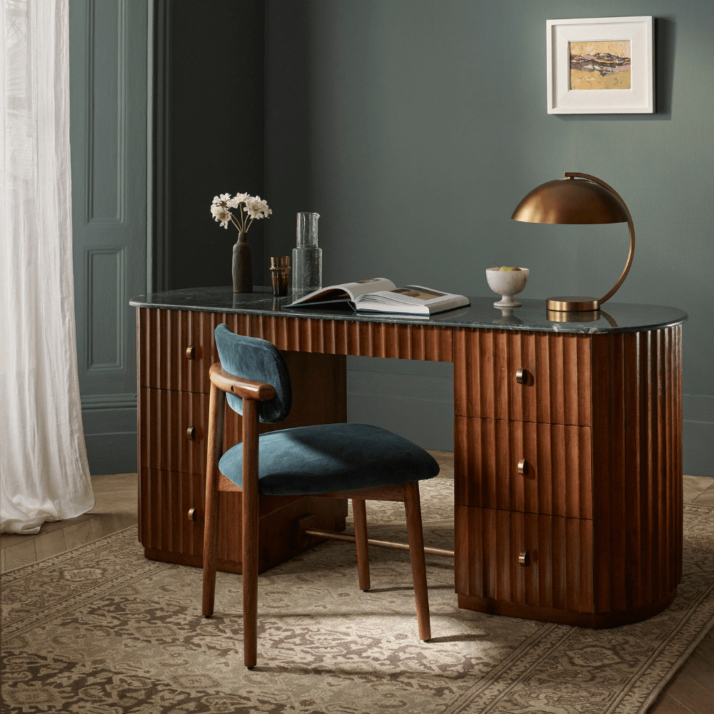 LAYLA DINING CHAIR - PETROL BLUE VELVET
