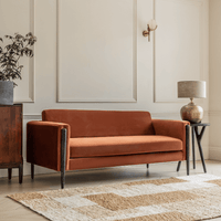 LEXINGTON 3-SEAT SOFA IN RUST VELVET - BLACK