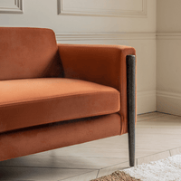 LEXINGTON 3-SEAT SOFA IN RUST VELVET - BLACK