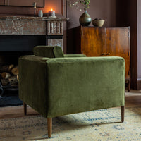 LEXINGTON ARMCHAIR IN DEEP GREEN VELVET - NATURAL