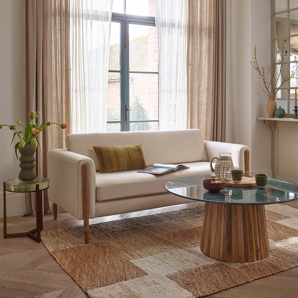 WESTBOURNE GREEN MARBLE COFFEE TABLE - NATURAL BASE