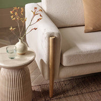MASON SIDE TABLE / STOOL IN TRAVERTINE FINISH EFFECT