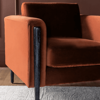 LEXINGTON ARMCHAIR IN RUST VELVET - BLACK