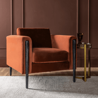 LEXINGTON ARMCHAIR IN RUST VELVET - BLACK