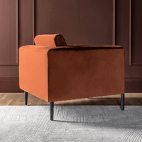 LEXINGTON ARMCHAIR IN RUST VELVET - BLACK