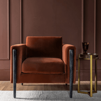 LEXINGTON ARMCHAIR IN RUST VELVET - BLACK
