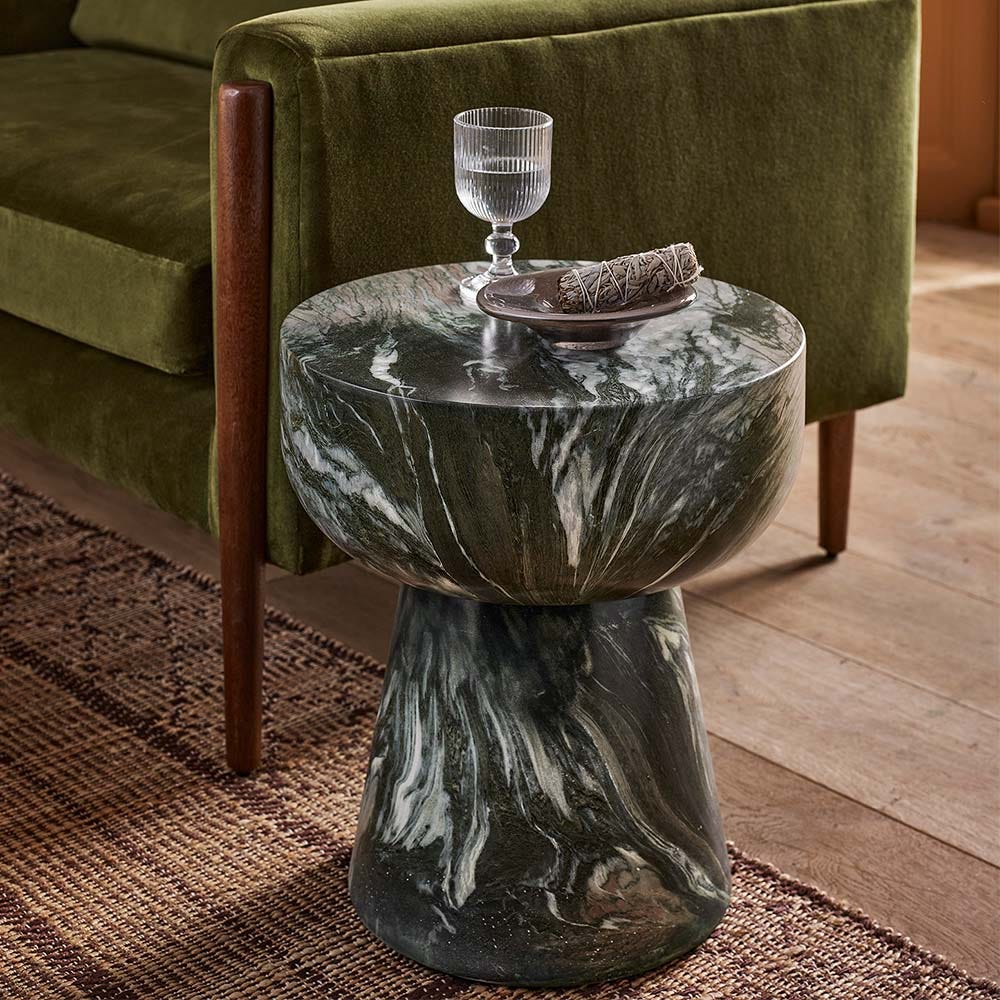 LUCY SIDE TABLE IN GREEN MARBLE EFFECT