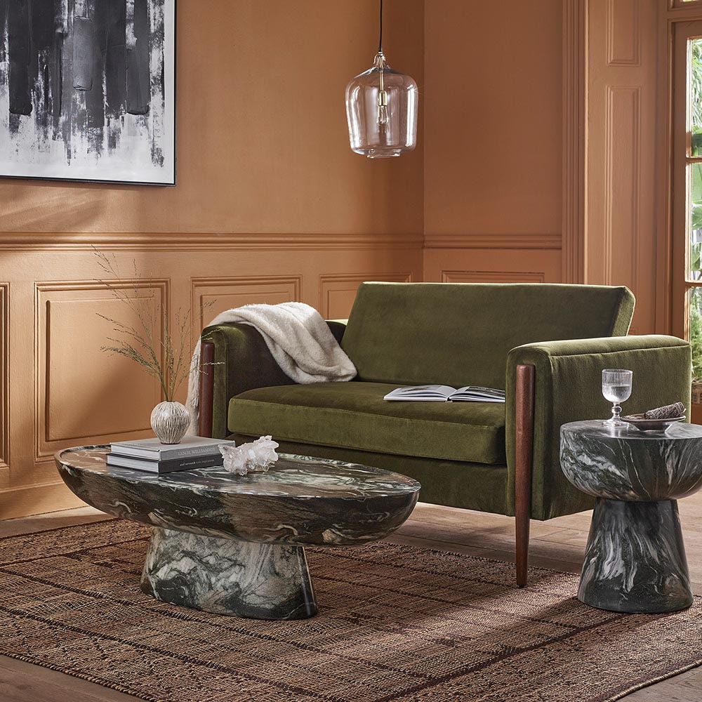 LUCY COFFEE TABLE IN GREEN MARBLE EFFECT