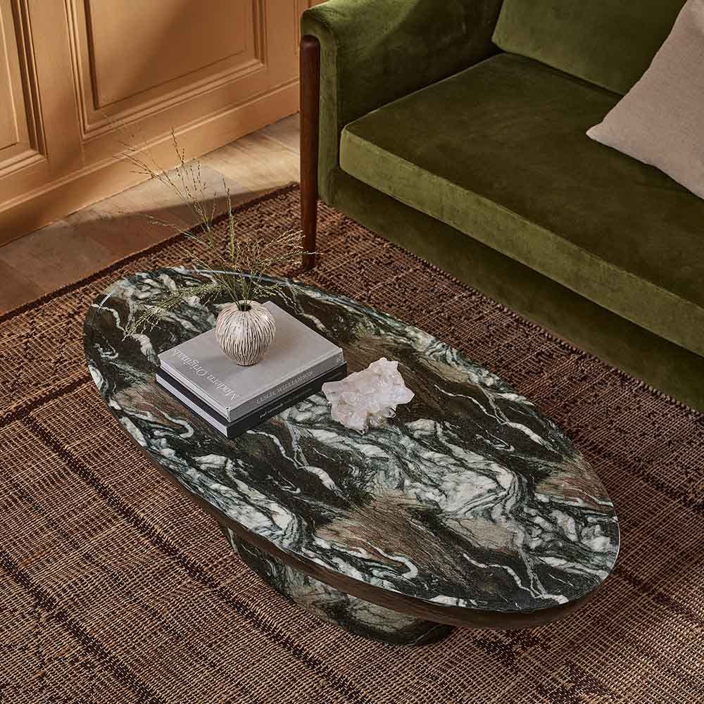 LUCY COFFEE TABLE IN GREEN MARBLE EFFECT