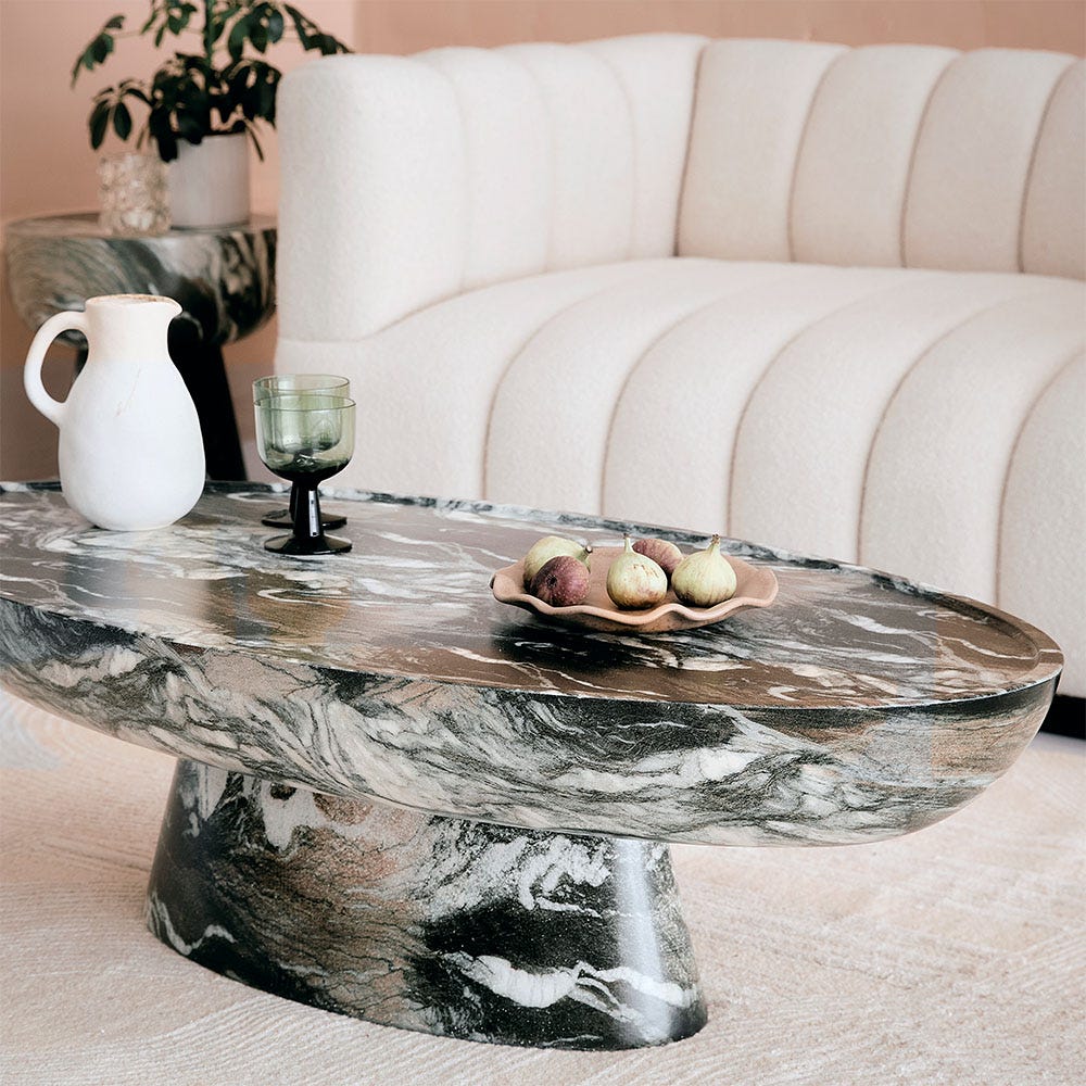 LUCY COFFEE TABLE IN GREEN MARBLE EFFECT