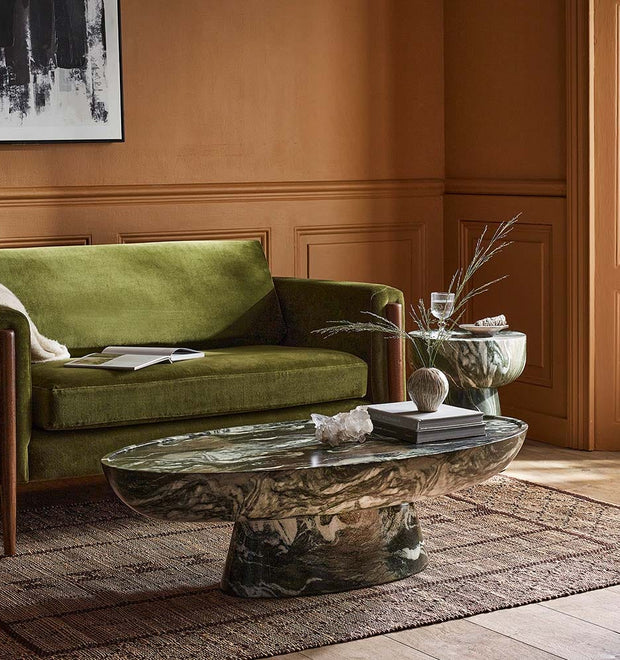 LUCY COFFEE TABLE IN GREEN MARBLE EFFECT