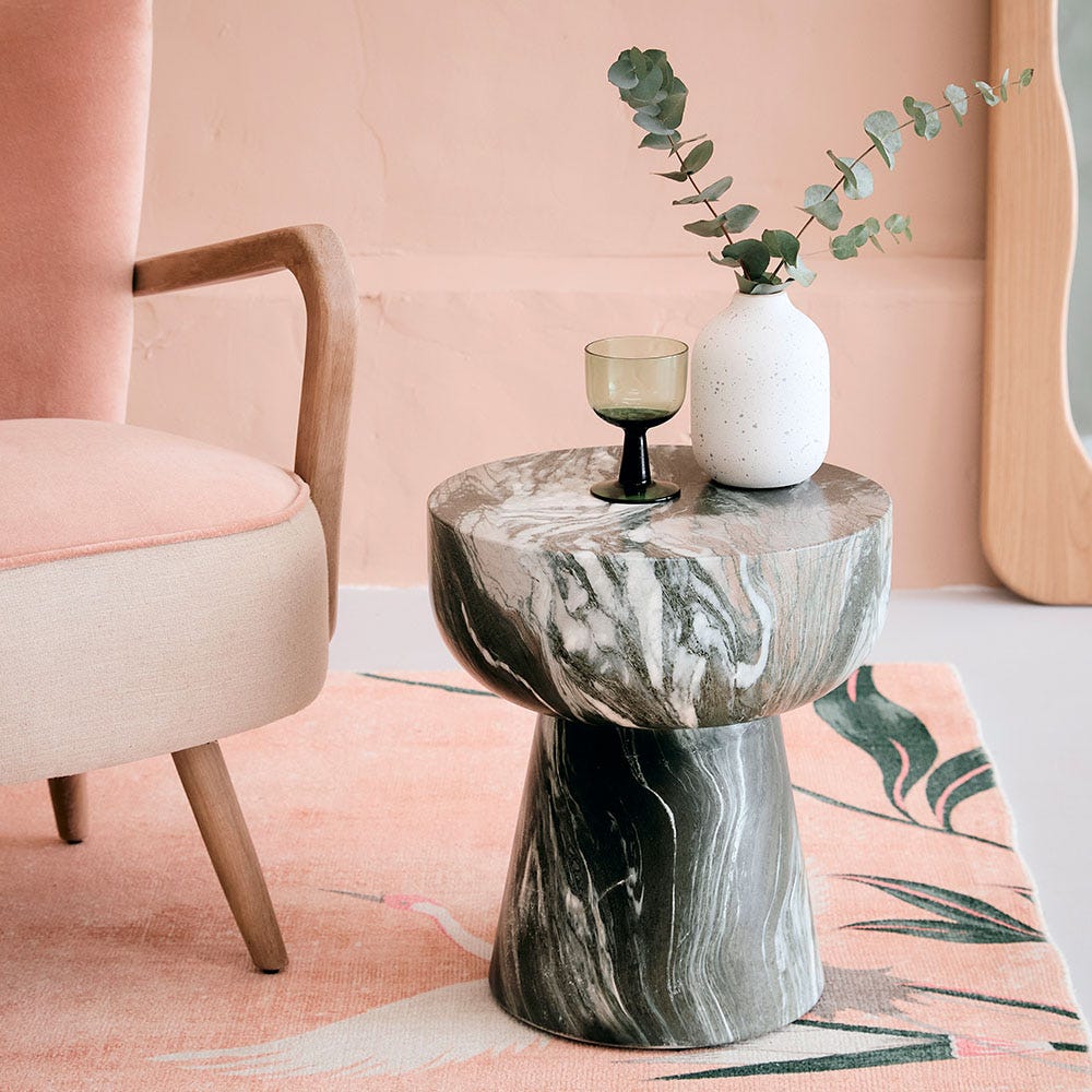 LUCY SIDE TABLE IN GREEN MARBLE EFFECT
