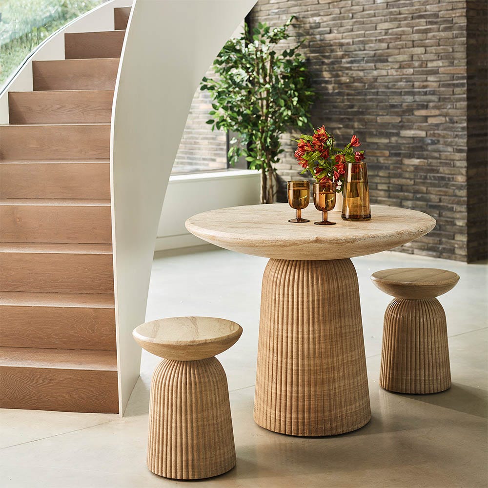 MASON BISTRO TABLE IN TRAVERTINE FINISH EFFECT