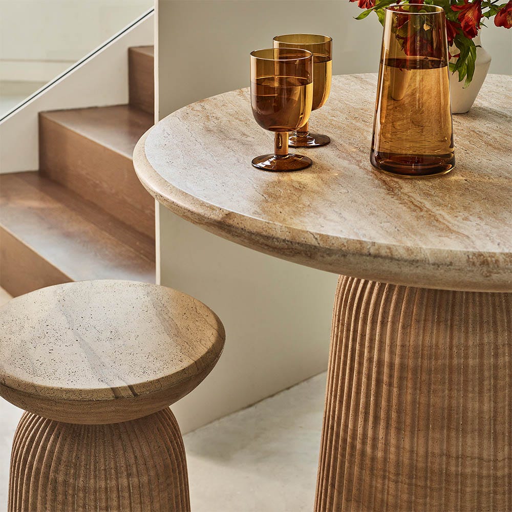 MASON BISTRO TABLE IN TRAVERTINE FINISH EFFECT