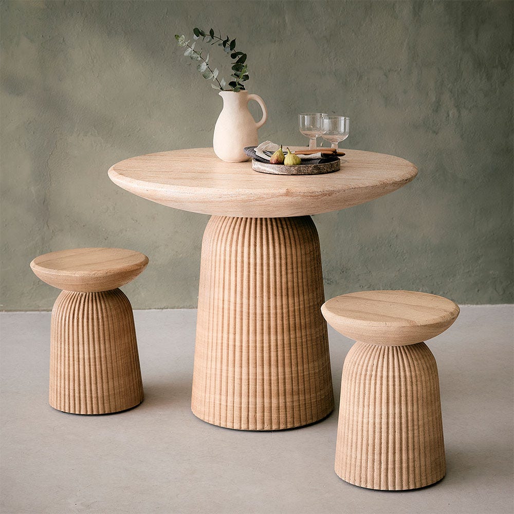 MASON BISTRO TABLE IN TRAVERTINE FINISH EFFECT
