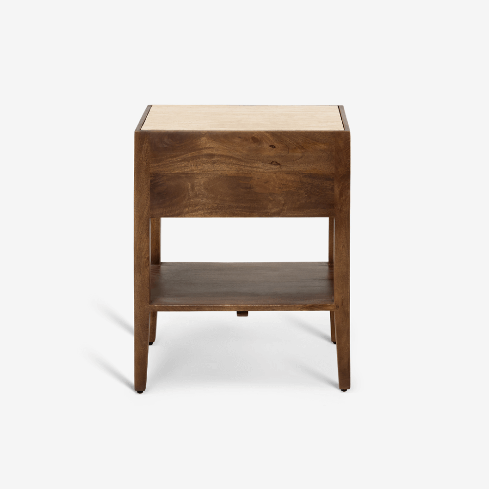 MIRABELLE TRAVERTINE BEDSIDE TABLE