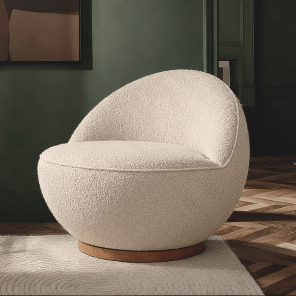 MOLLY SWIVEL CHAIR IN CURLED FABRIC