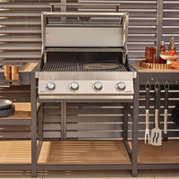 Savannah Hybrid Outdoor Kitchen - 4 Burner - Oak